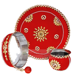 Red Karwachauth Thali Set