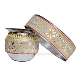 Red Karwachauth Thali Set Mirror Work