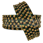 Fancy Green and Golden Gems Bangles 2.6 Size - 6Pc