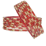 RP Fancy Red Bangles With Gems  6Pc