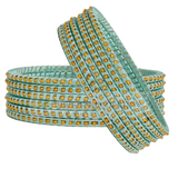 Glass Bangles Thread work Pastel Green  2.10 - 6pc