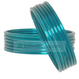 Glass Bangles Plain Drak Cyan - 6pc