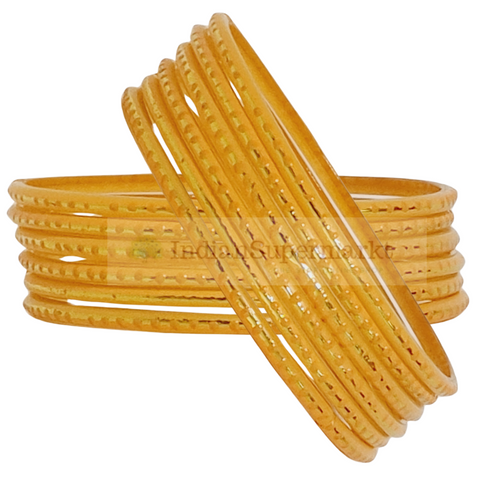 Glass Bangles Simple Mustard Yellow  - 6Pc