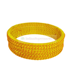 Glass Bangles Thread work Yellow - 6pc