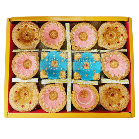 Colourful Clay Diwali Diya - Pack of 12