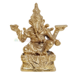 Mini Brass Ganesha Idol Sitting & 4 Armed - 3cm