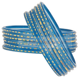 Glass Bangles Simple Cerulean  - 6Pc