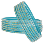 Glass Bangles Simple Sky Blue  - 6Pc