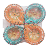 Ramdon Design Clay Mitti Diya - Set of 4