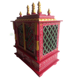 Wooden Mandir "Prarthana Mandir" (Prayer Shrine) Tradional Red