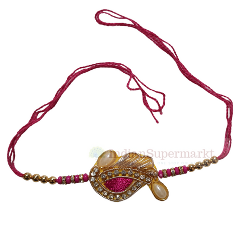 Pink Thread work Rakhi