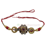 Kundan Gem Red Rakhi Thread