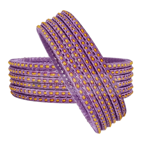 Glass Bangles Thread work Purple 2.10 - 6pc