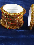 Golden Bangle Set- Red Stones - Indiansupermarkt