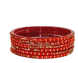 Balaji Fancy Red Bangles with Gems  6Pc