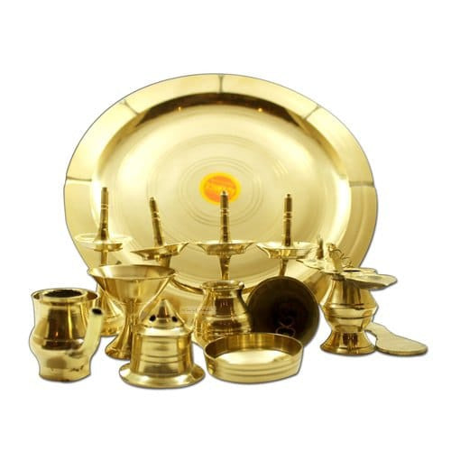 Brass Pooja Thali Set – Light Weight Low Budget Option – 8, 11